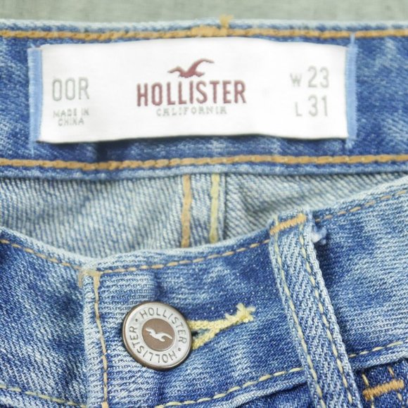 NEW HOLLISTER California SKINNY JEGGINGS Blue Distressed Rhinestones 23x31 NWOT - Picture 3 of 12